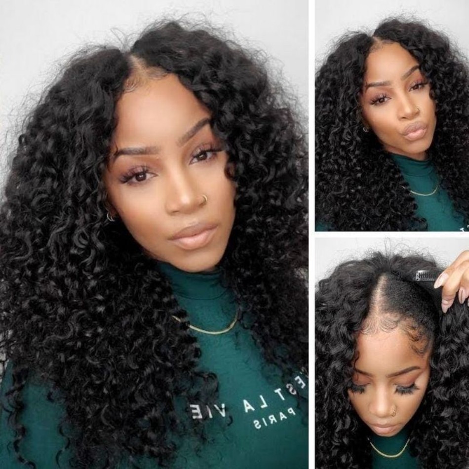 Sewing V - V Part Wigs Human Hair Curly