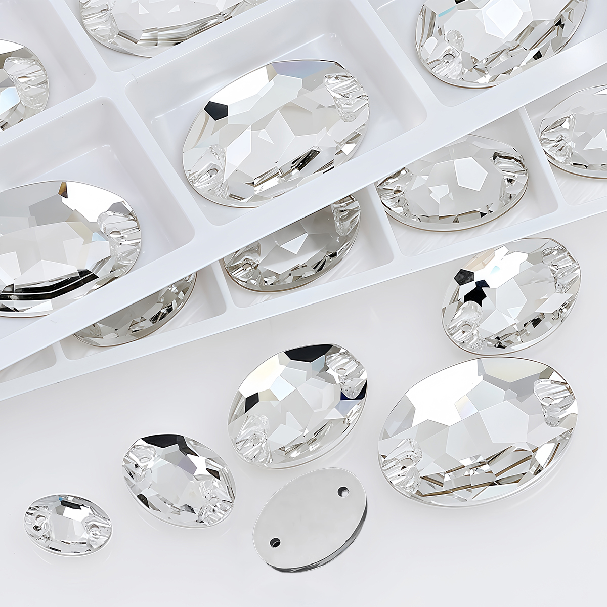 Sewing V - Oval Ellipse Crystal Clear Glass Rhinestone