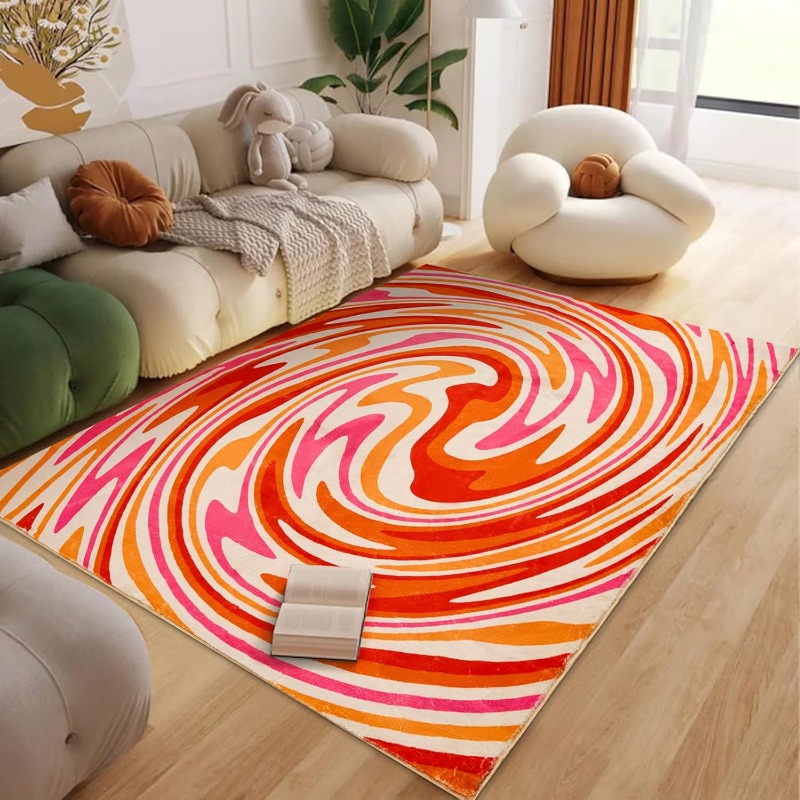 Century Textile & Sewing Supply Online Shopping - Orange Aesthetic Bedroom Rug Vintage Abstract