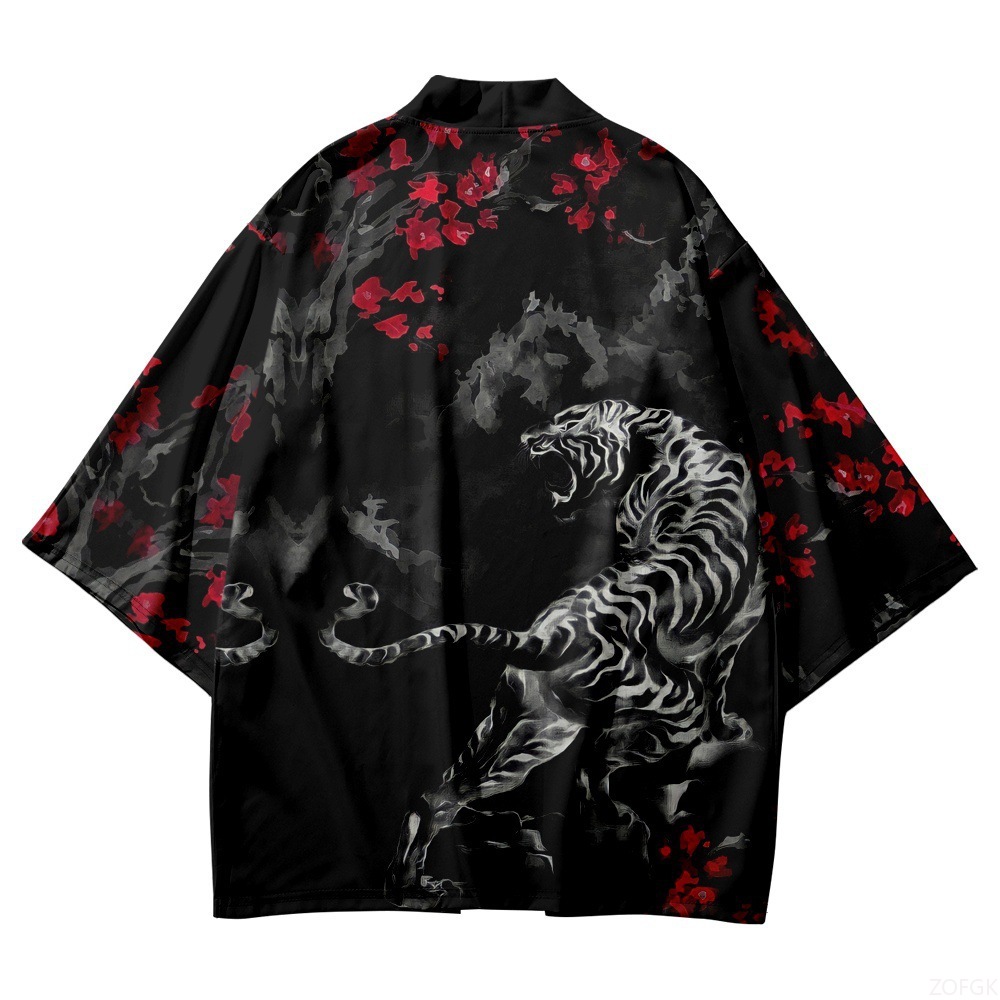Sewing V - Black Kimono Open Collar Men's and