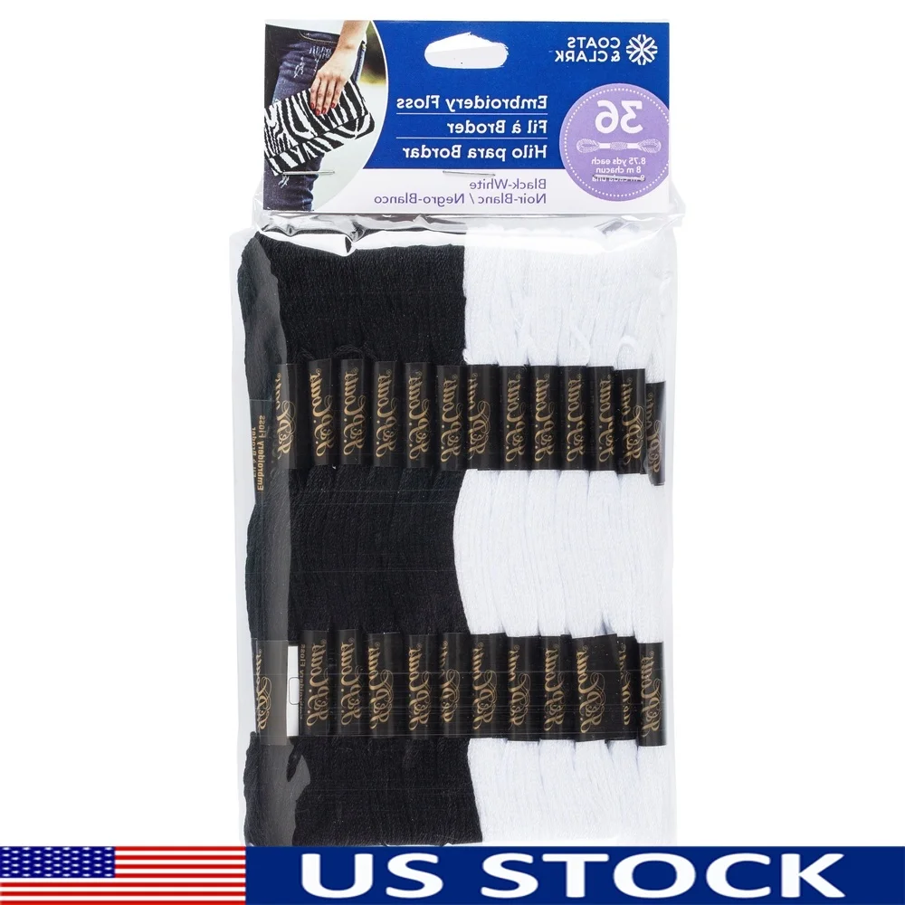 Embroidery Floss Thread - 36 Skeins Black White Embroidery Floss