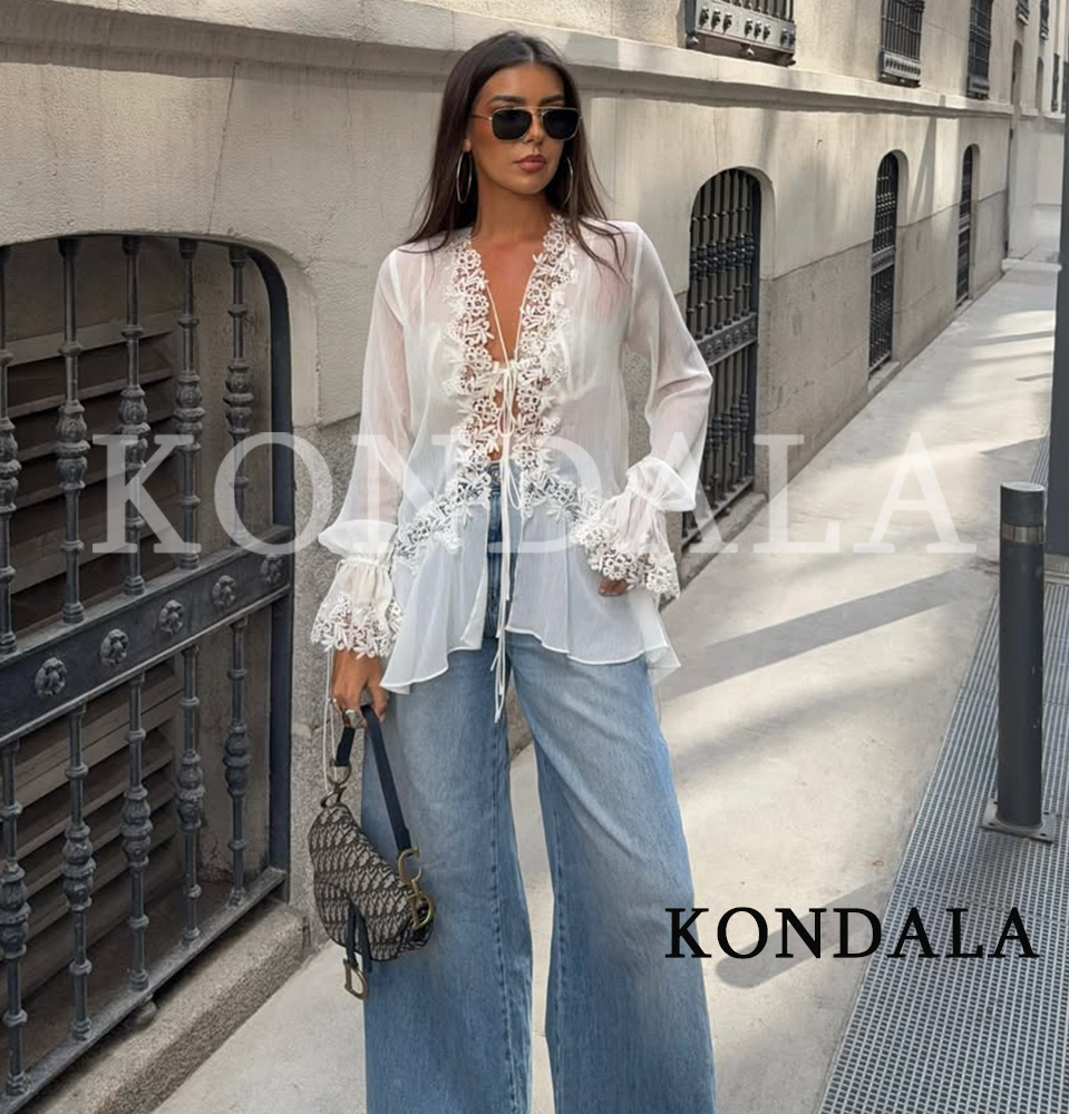 Sewing V - KONDALA Chic Lace Crochet Splicing See-through