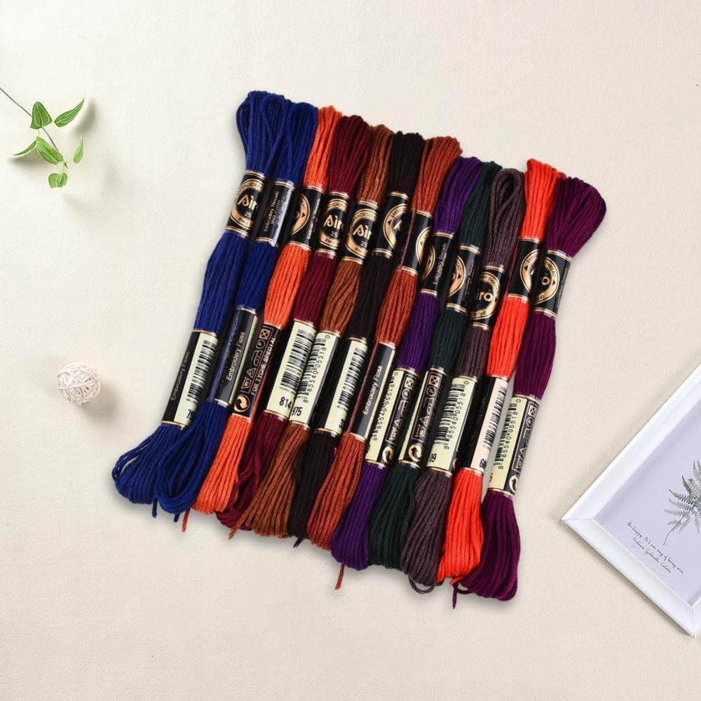 12 Skeins 6 Strands Hand Varie - Embroidery Floss Thread incelemesi ve fiyatı