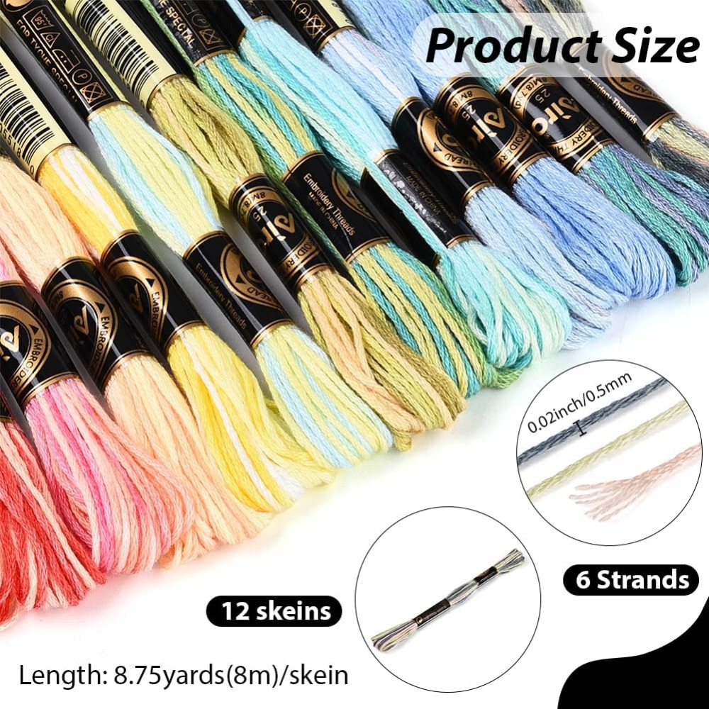 12 Skeins 105 Yards 6 Ply Vari - Embroidery Floss Thread incelemesi ve fiyatı