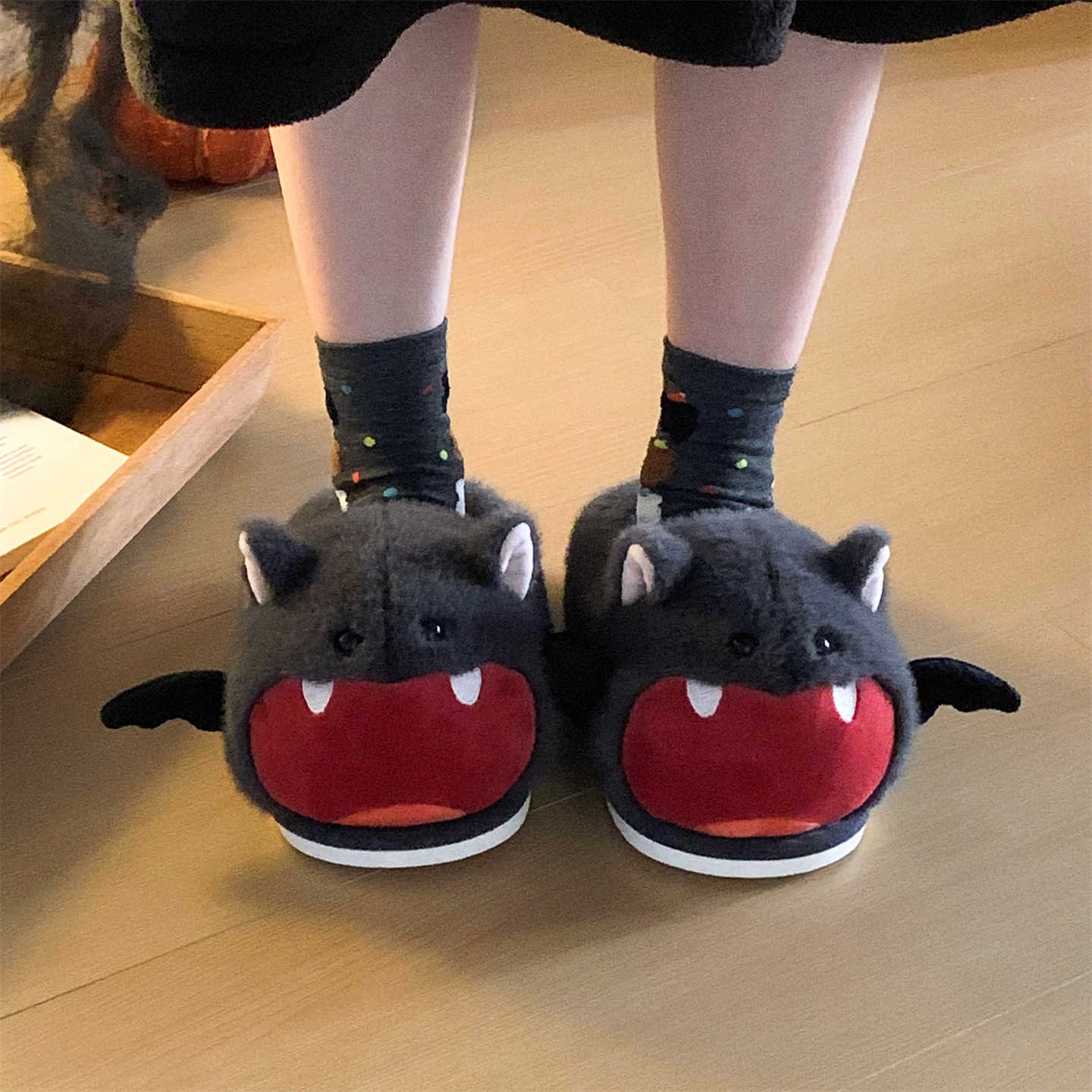 Halloween Bat Plush Slippers W - Sewing House incelemesi ve fiyatı