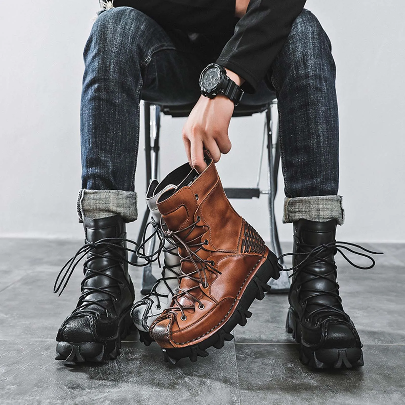 Fashion Genuine Leather Motorc - Sewing Knit incelemesi ve fiyatı