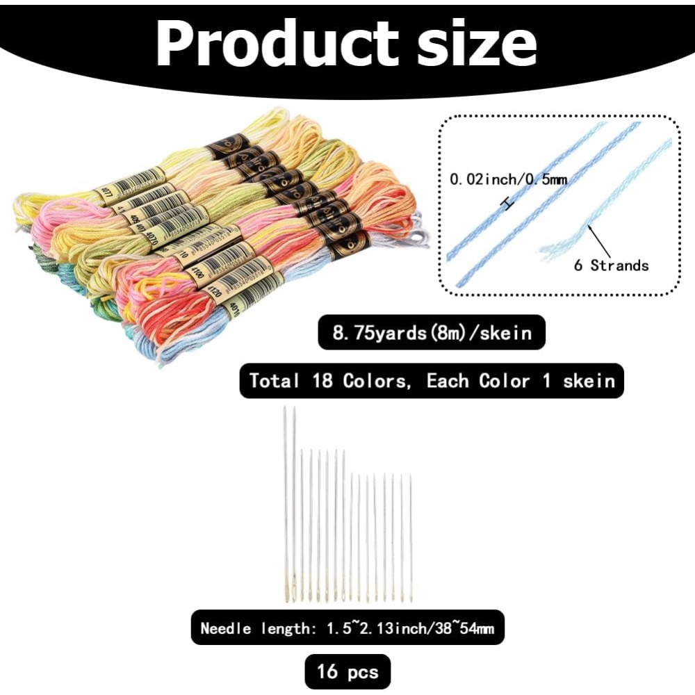 18 Skeins 6-Ply Polyester Embr - Embroidery Floss Thread incelemesi ve fiyatı
