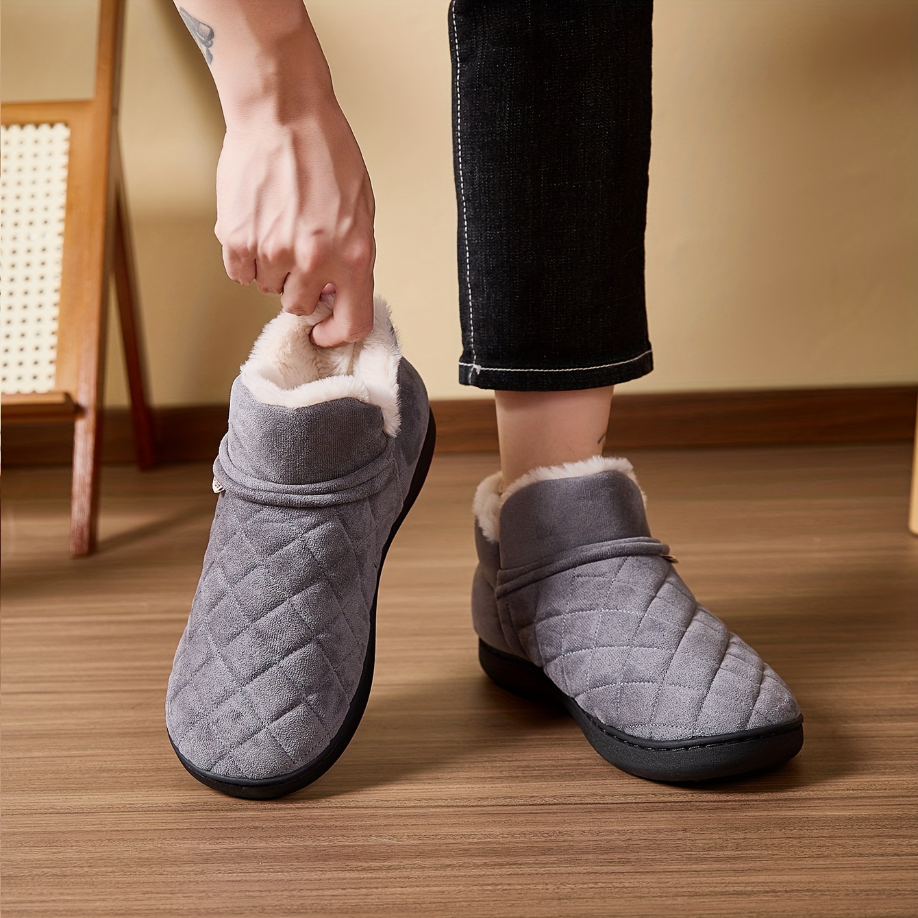 Winter Warm Plush Slippers Men - Sewing House incelemesi ve fiyatı