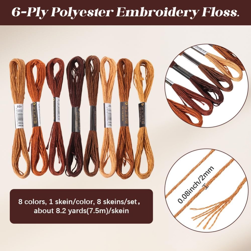 8 Skeins 6 Strands Brown Embro - Embroidery Floss Thread incelemesi ve fiyatı