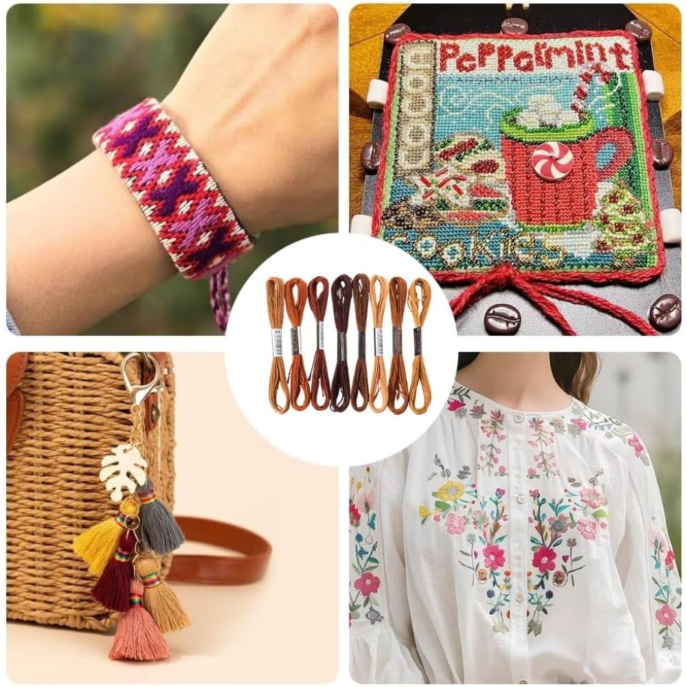 8 Skeins 6 Strands Brown Embro - Embroidery Floss Thread incelemesi ve fiyatı