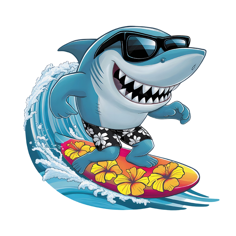 Interesting sharks surfing Iro - Iron On Patch incelemesi ve fiyatı