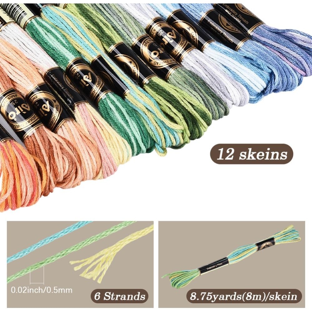 12 Skeins 105 Yards Cross Stit - Embroidery Floss Thread incelemesi ve fiyatı