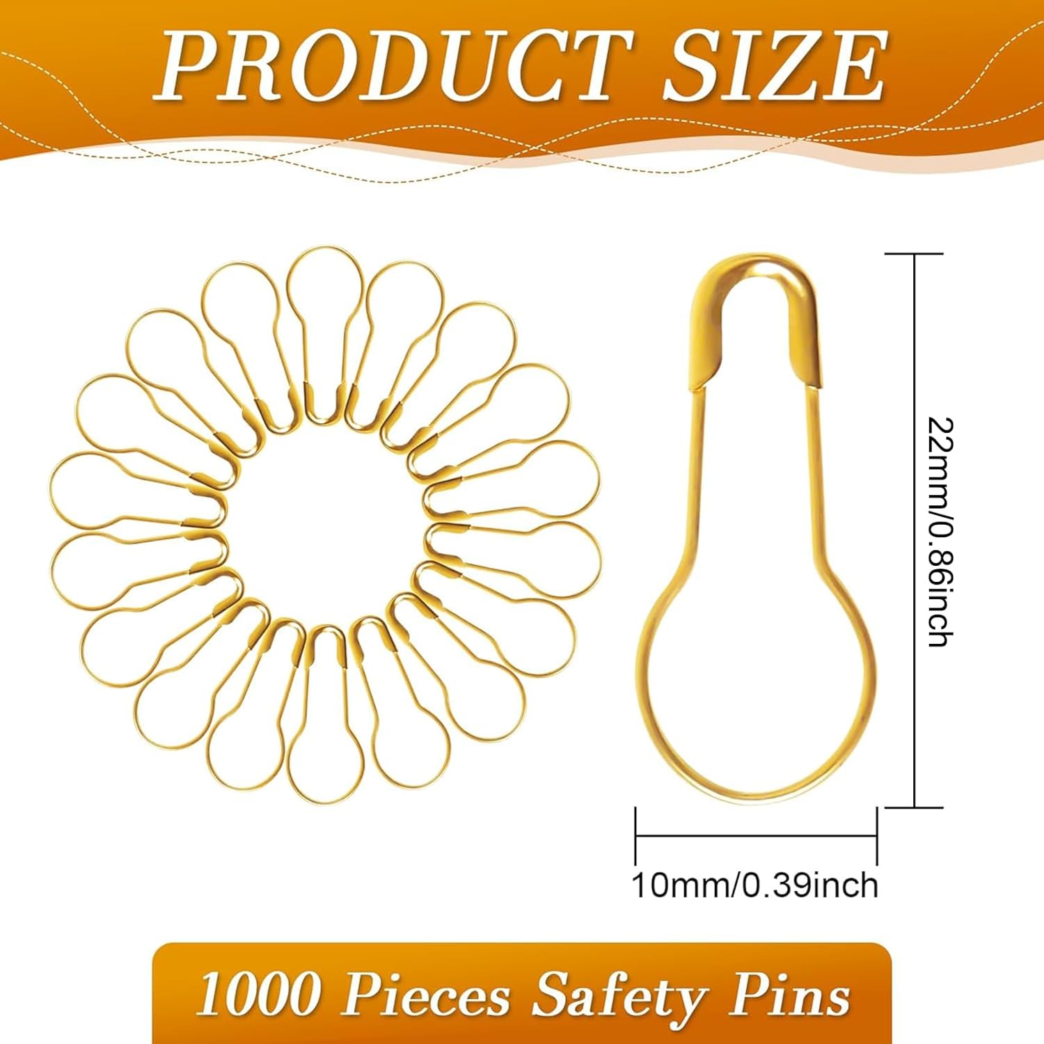 1000 Pcs 22mm Gold Safety Pins - Sewing Production incelemesi ve fiyatı
