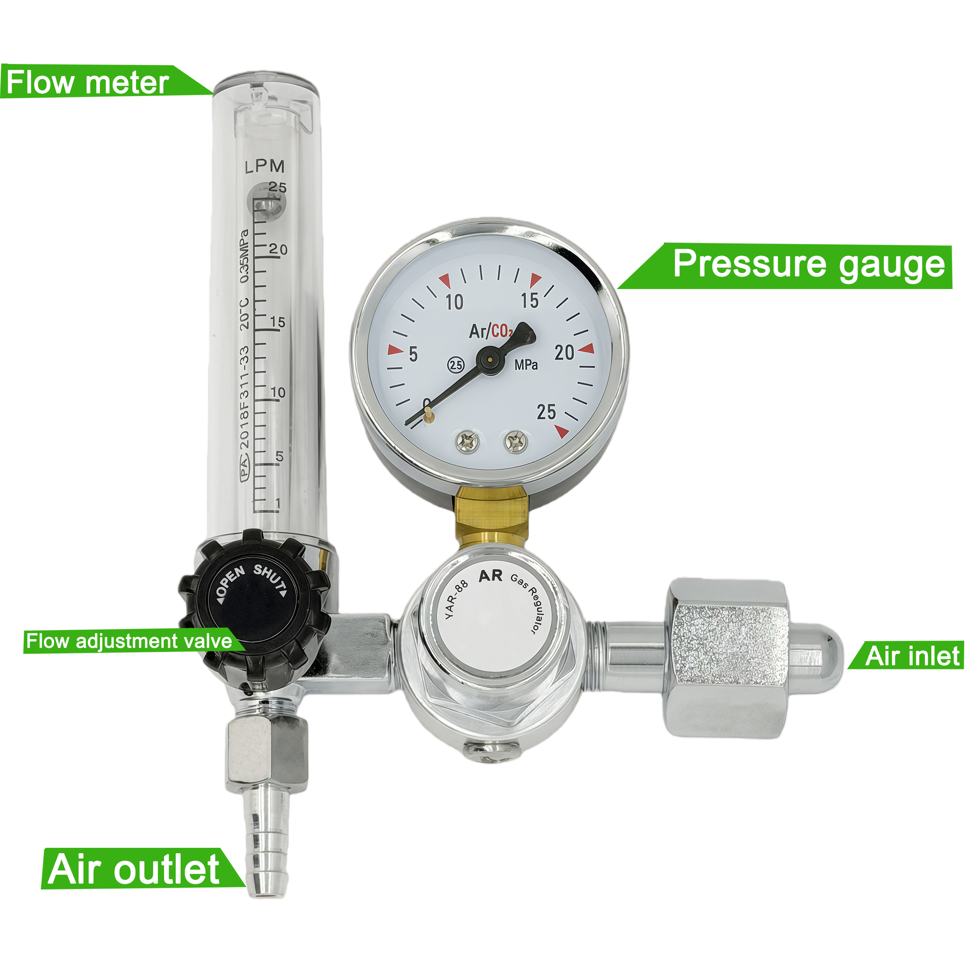 NEW Argon Regulator 0-25Mpa Ar - Seam Gauge Metal incelemesi ve fiyatı