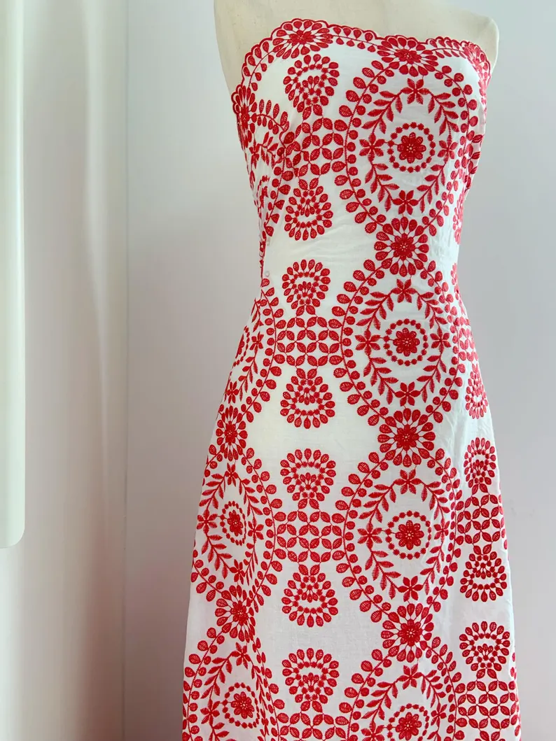 Off white Cotton Eyelet Lace F - Sewing Eyelet Fabric incelemesi ve fiyatı