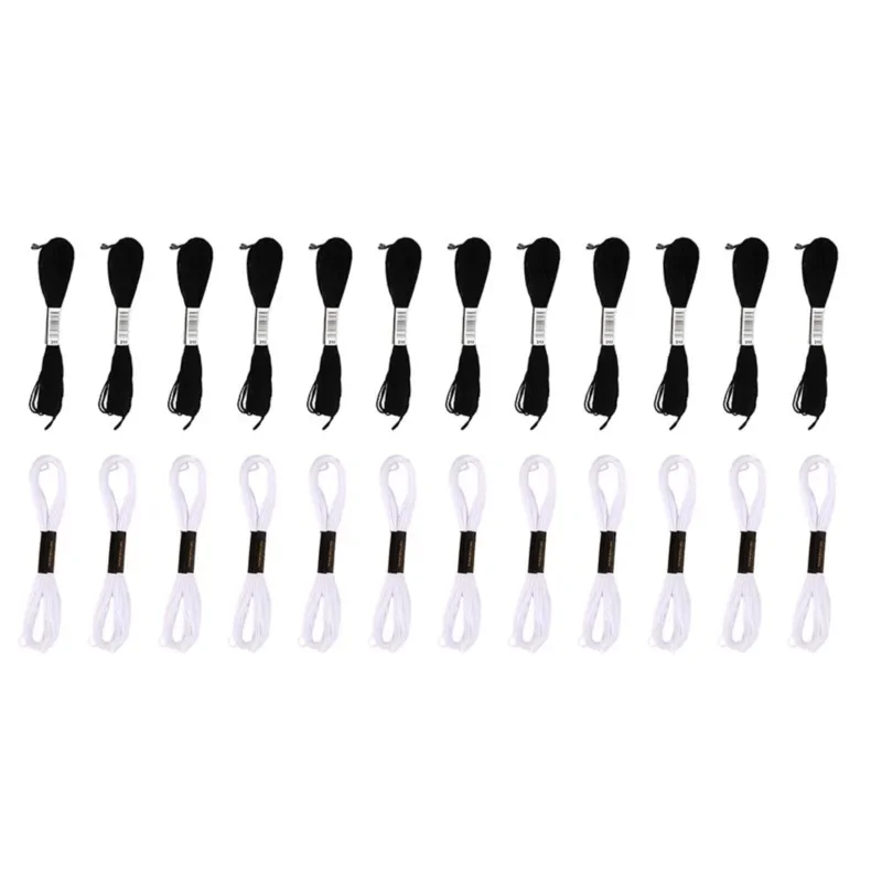 24PCS Black White Cross Stitch - Embroidery Floss Thread incelemesi ve fiyatı