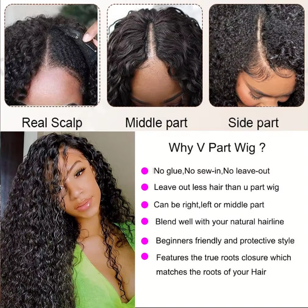Curly V Part Wig Human Hair No - Sewing V incelemesi ve fiyatı