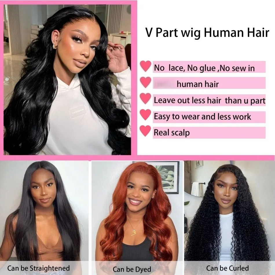 V Part Wigs Human Hair Body Wa - Sewing V incelemesi ve fiyatı