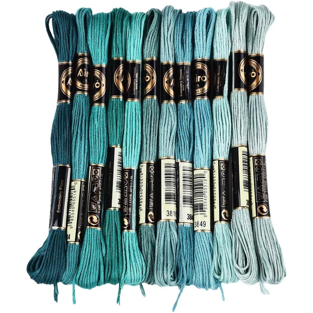 12 Skeins 6 Strands Green Embr - Embroidery Floss Thread incelemesi ve fiyatı