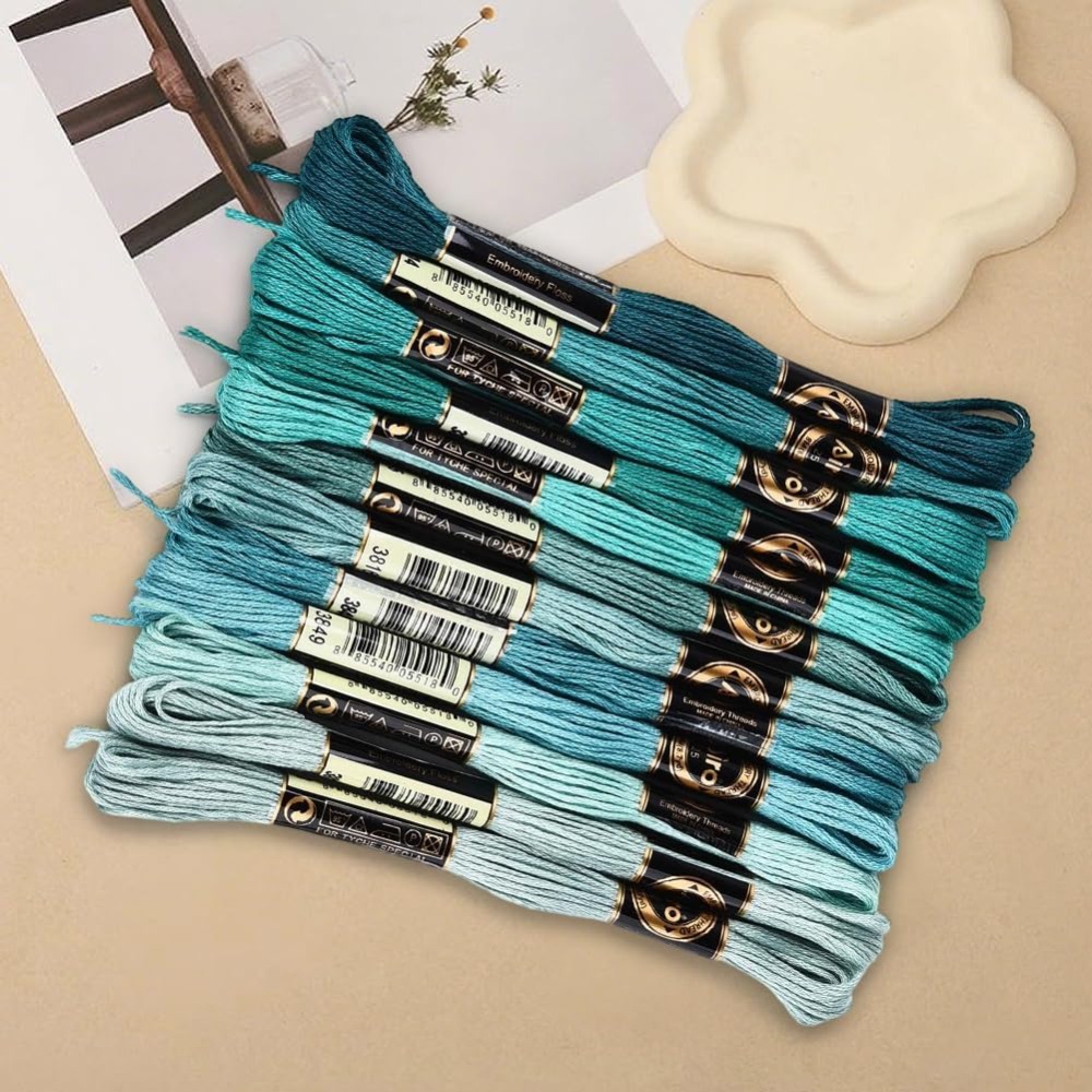 12 Skeins 6 Strands Green Embr - Embroidery Floss Thread incelemesi ve fiyatı