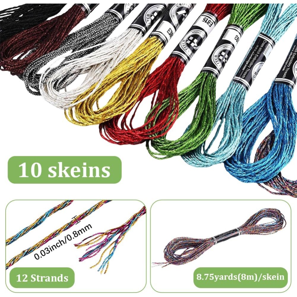10 Skeins 10 Colors Metallic E - Embroidery Floss Thread incelemesi ve fiyatı